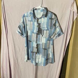 Casual Blue and Gray Men's Button Down Shirt